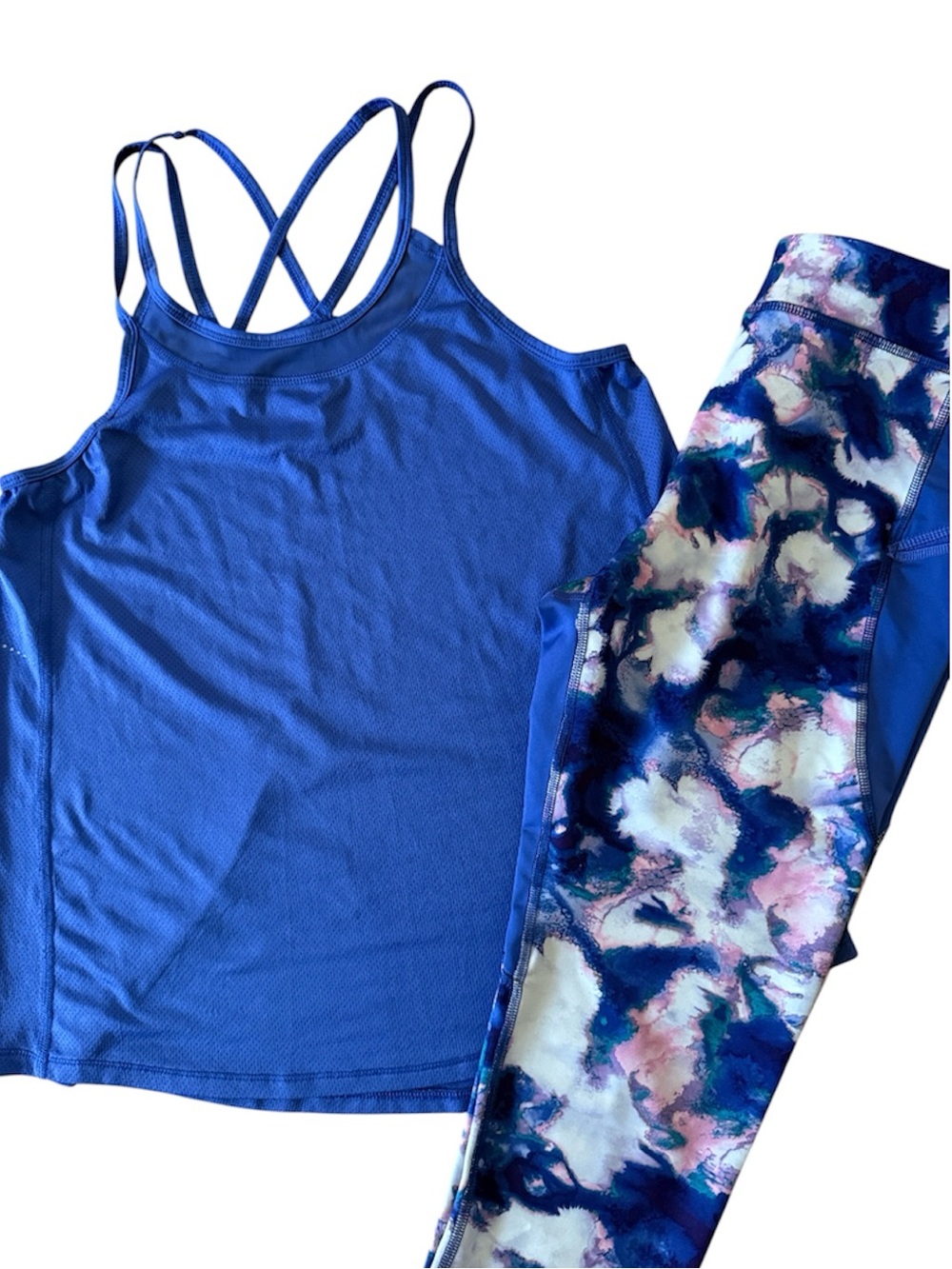 C9 BY CHAMPION ATHLETIC CAPRI LEGGINGS & RACERBACK TANK MULTICOLOR TIE DYE MED